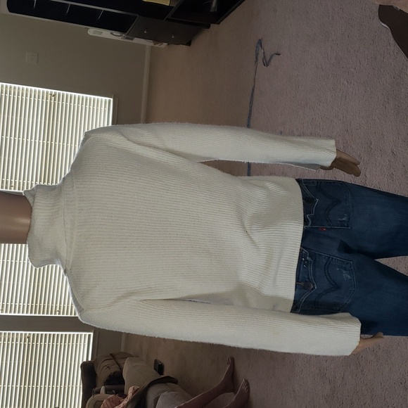 Madewell s ribbed off white turtleneck Merino wool viscose nylon alpaca - Picture 3 of 8